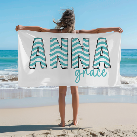 Personalized Wave Name Beach Towel