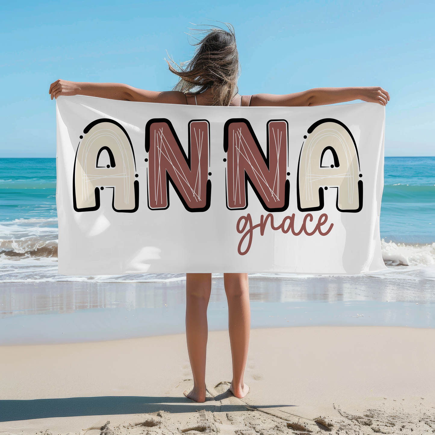 Personalized Boho Beach Towel
