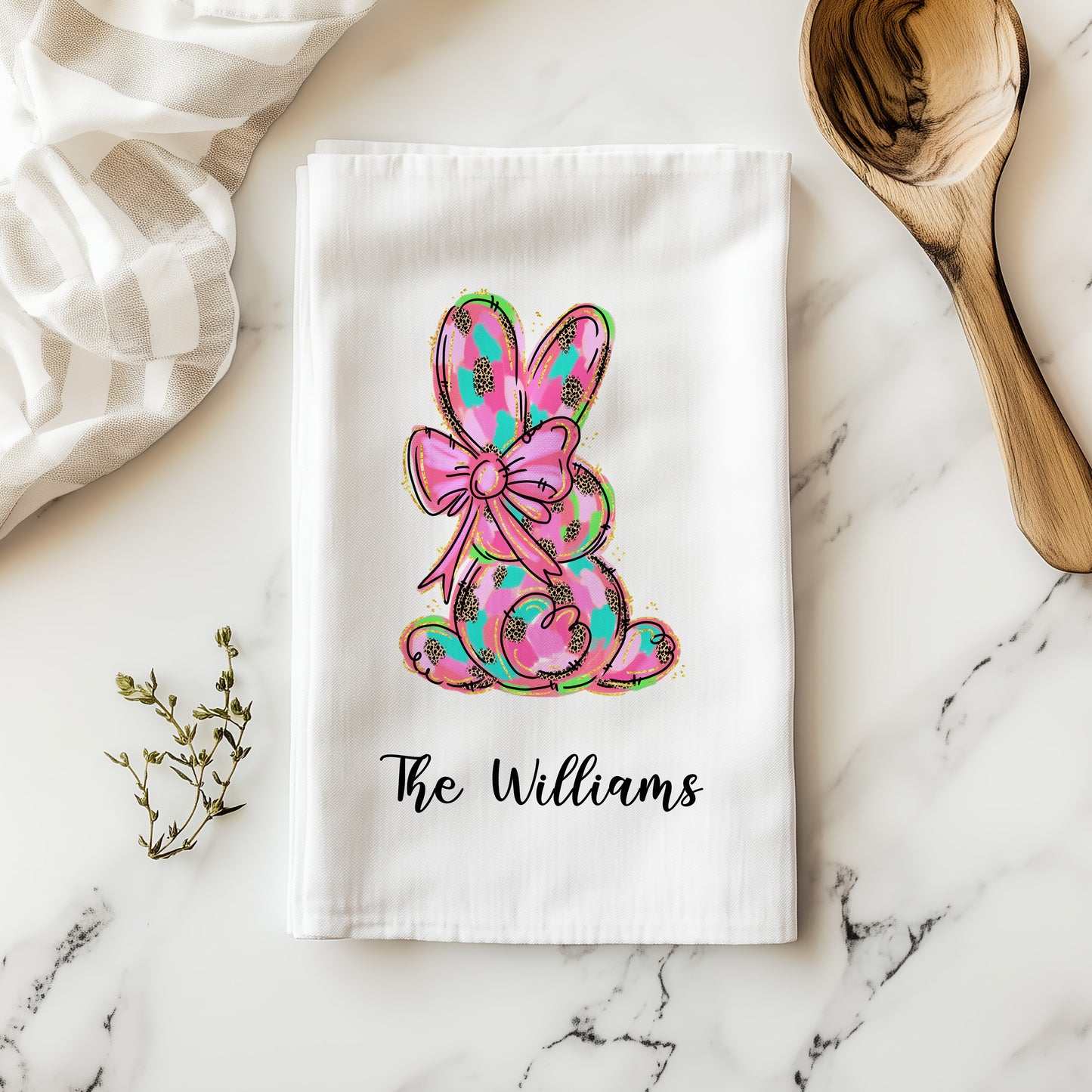 Personalized Bright Easter Tea Towel