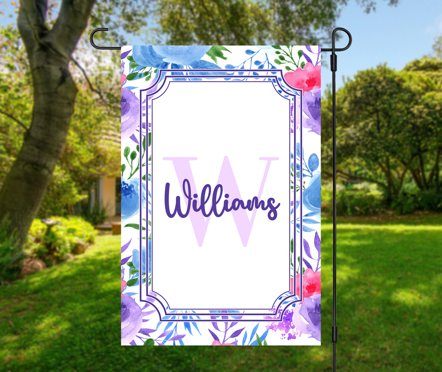 Personalized Bright Floral Garden Flag