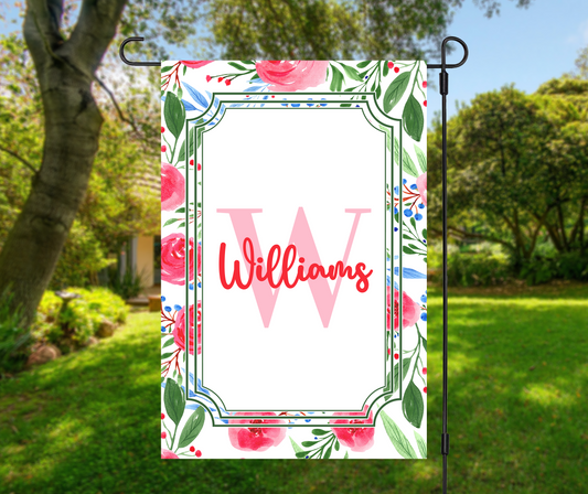 Floral Monogram Garden Flag