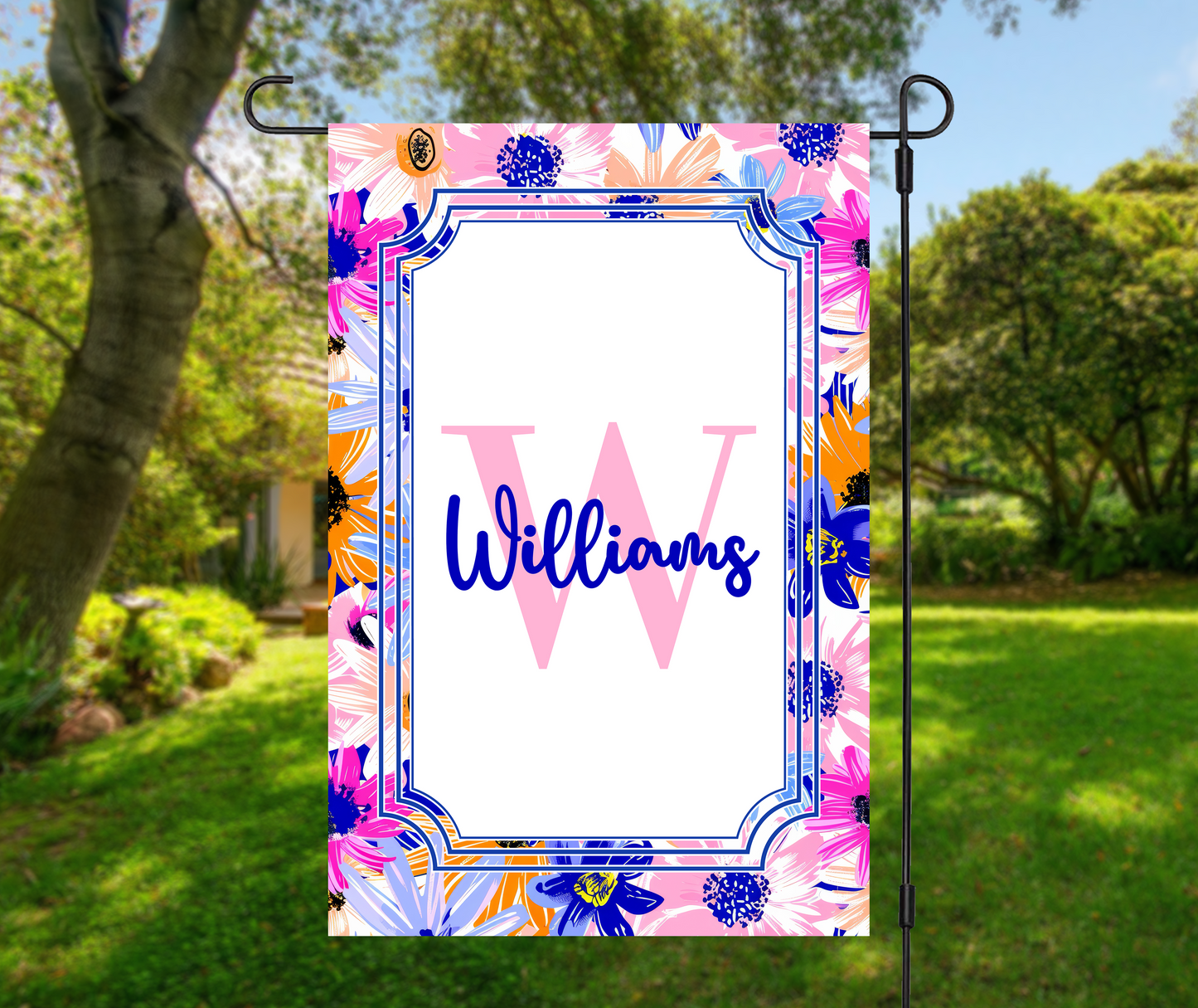 Personalized Bright Spring Floral Garden Flag