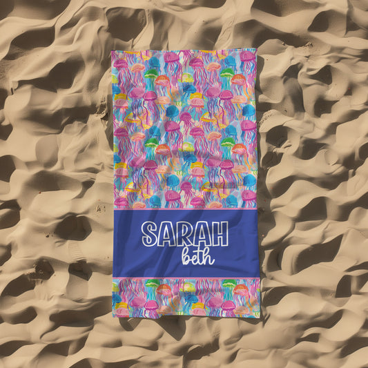 Personalized Jellyfish Beach Towel
