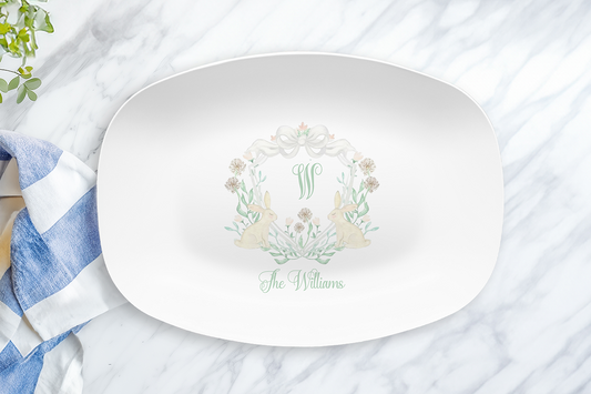 Easter Bunny Monogram Crest Platter