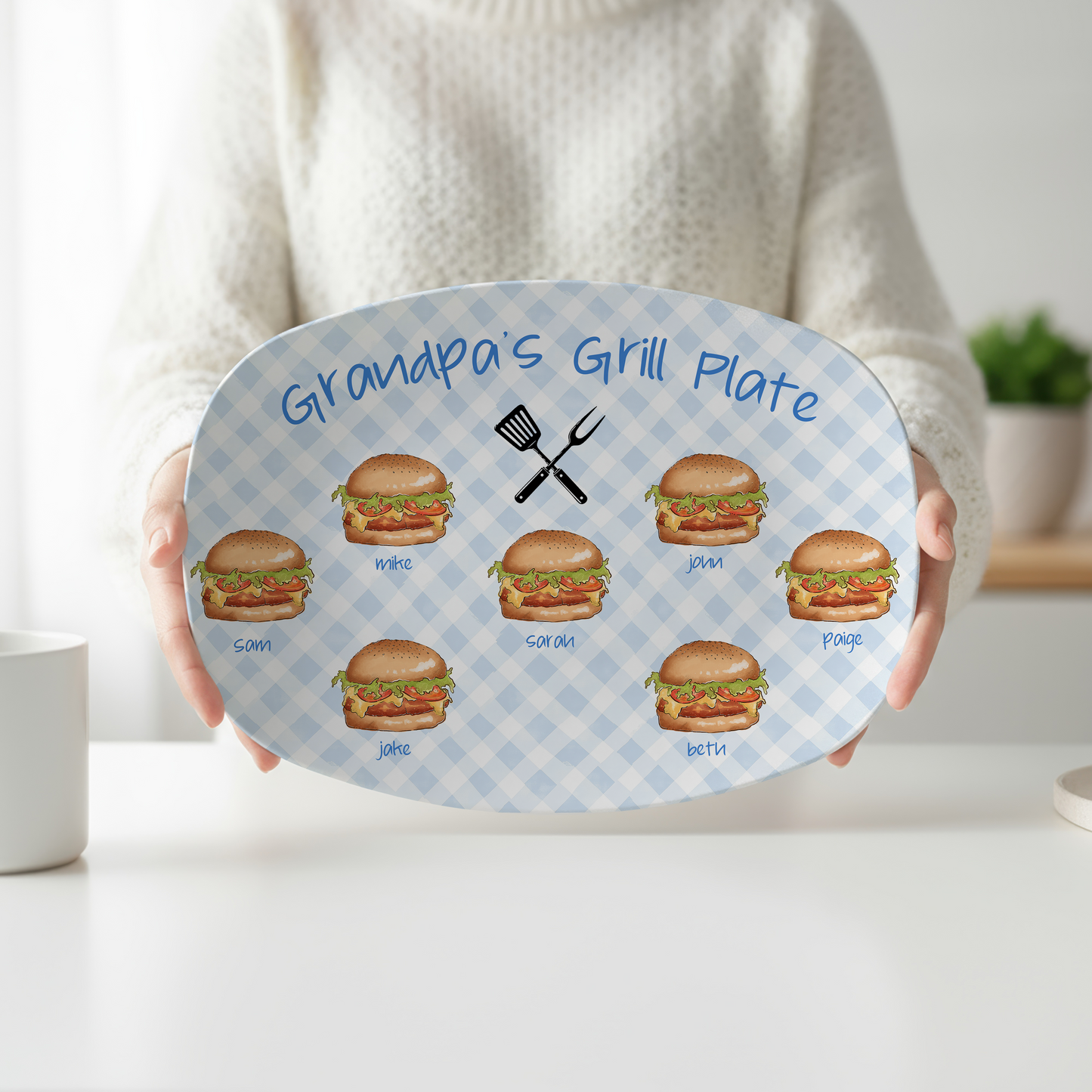 Personalized Grandpa Grill Plate | Custom Grandkids BBQ Platter | Father's Day Gift for Grandpa