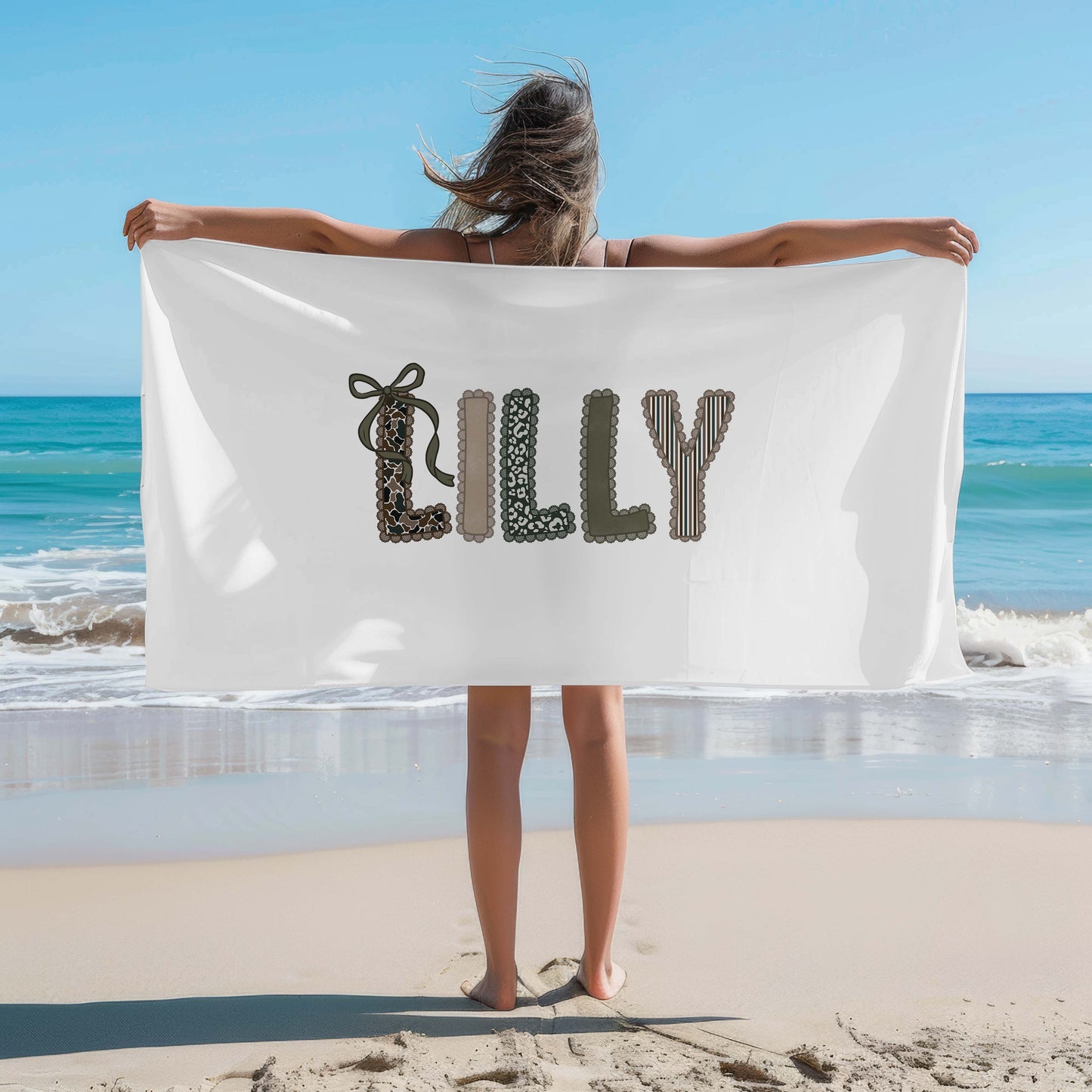 Personalized Camo Lace Beach Towel