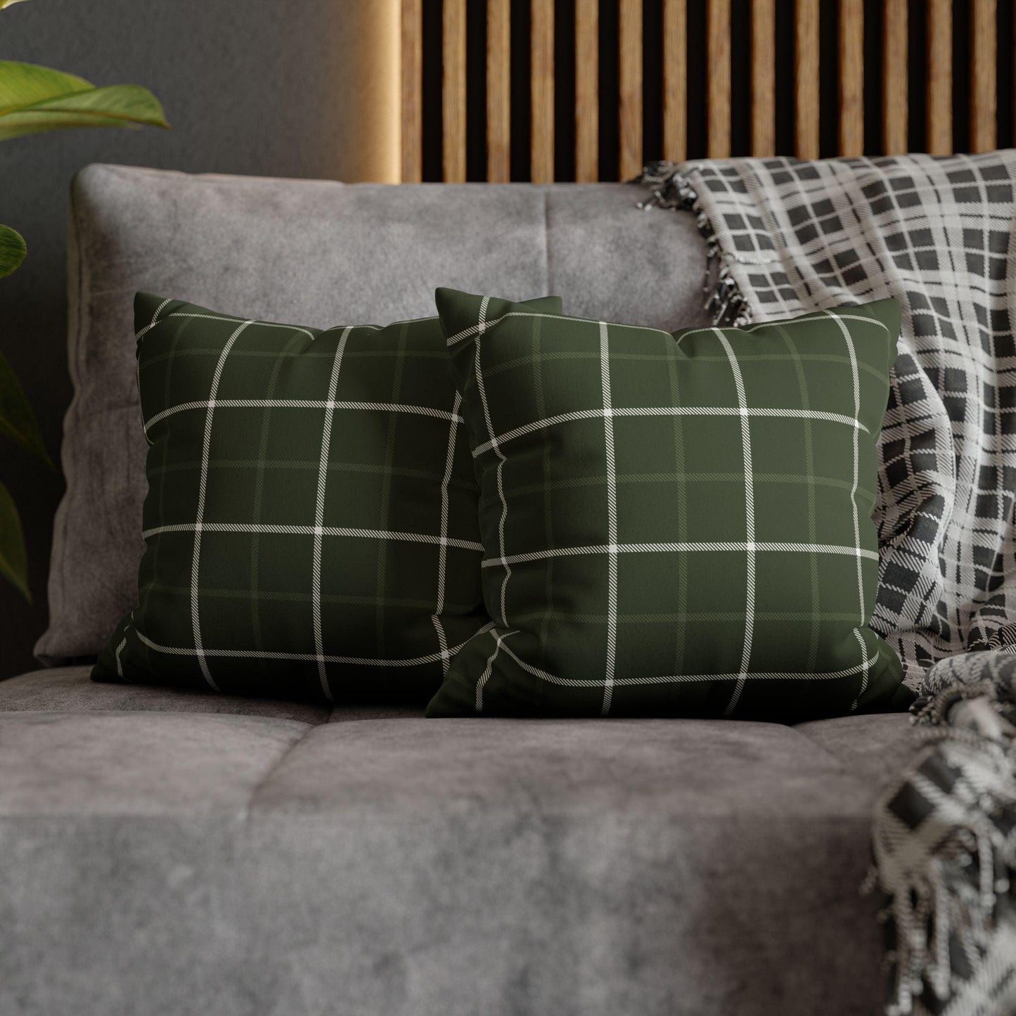 Ralph Lauren Style Green Tattersall Throw Pillow Cover