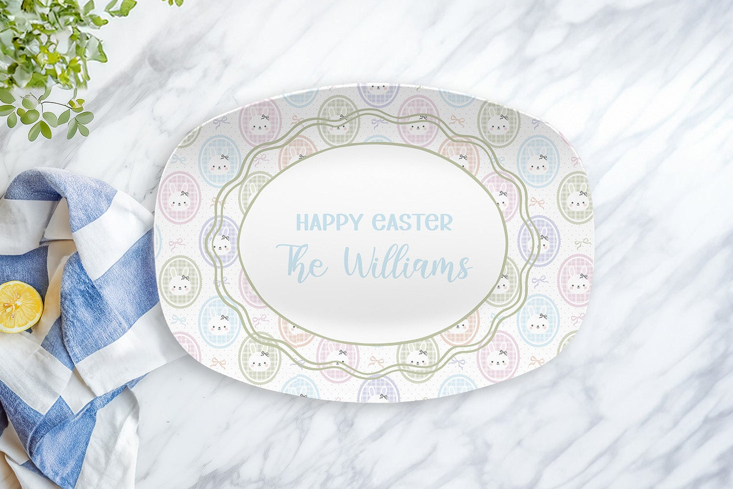 coquette personalized easter platter
