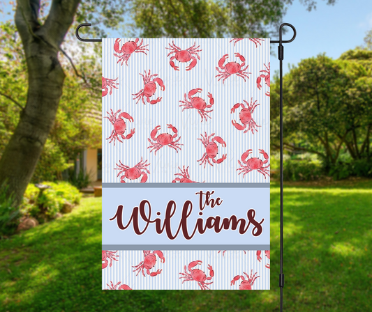Personalized Crab Garden Flag