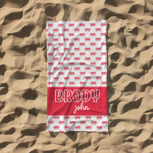 Personalized Crab Beach Towel