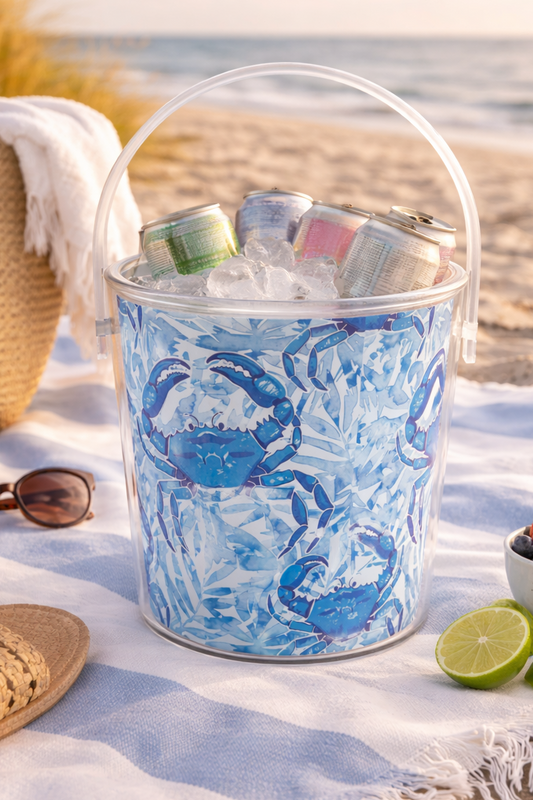 Preppy Blue Crab Ice Bucket