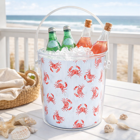 Preppy Coastal Crab Ice Bucket