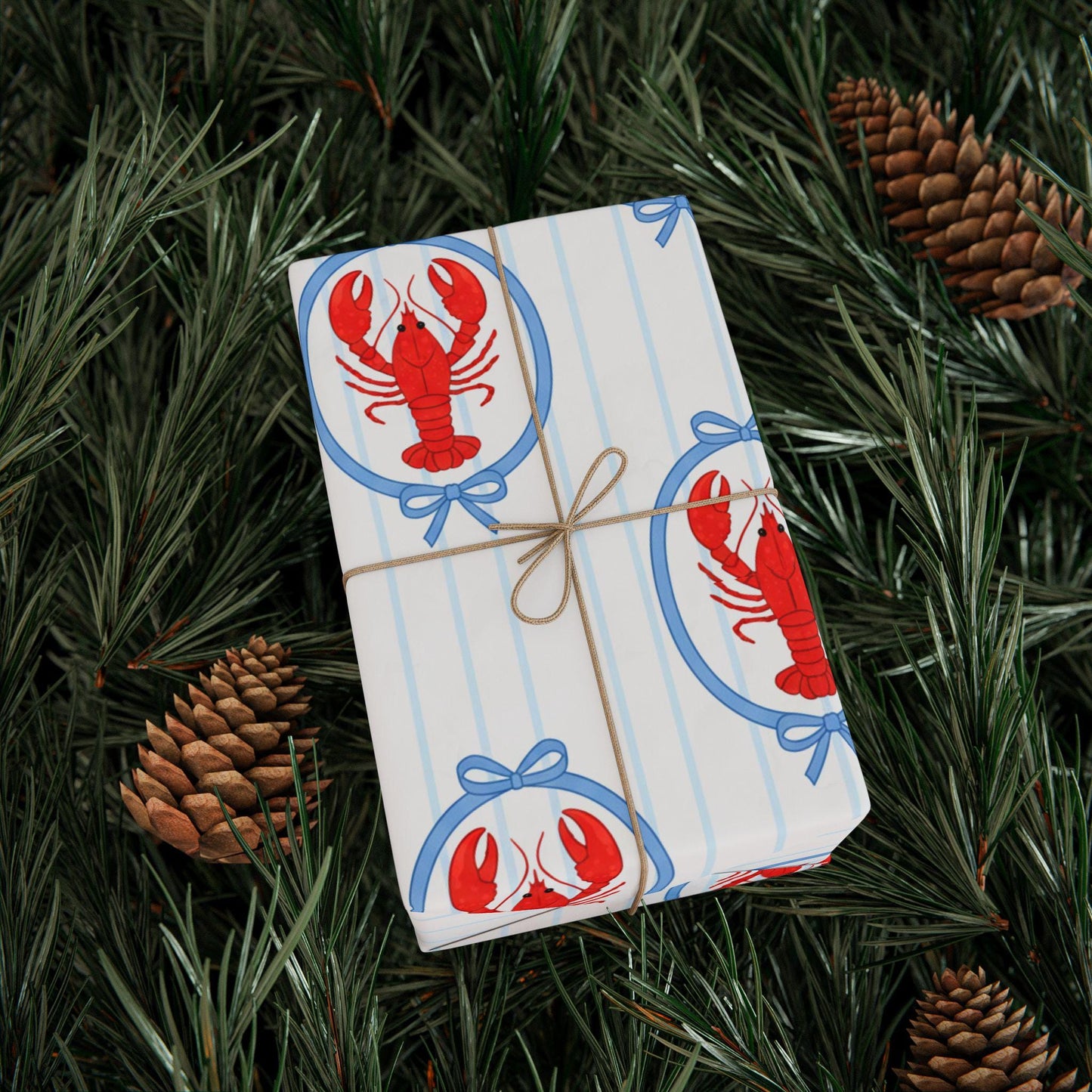 Lobster Gift Wrap Nautical Coastal Wrapping Paper