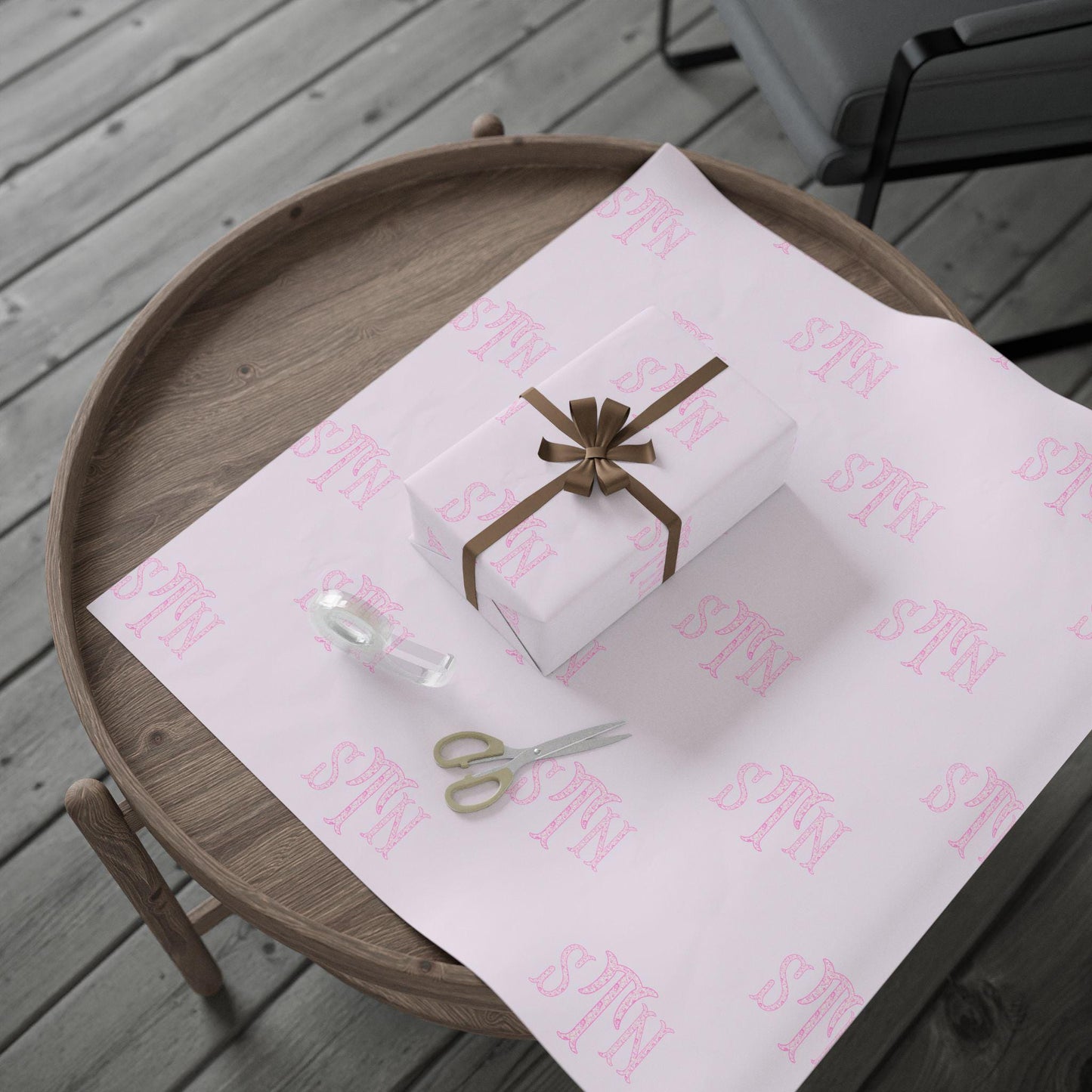 Custom Monogram Wrapping Paper Pink