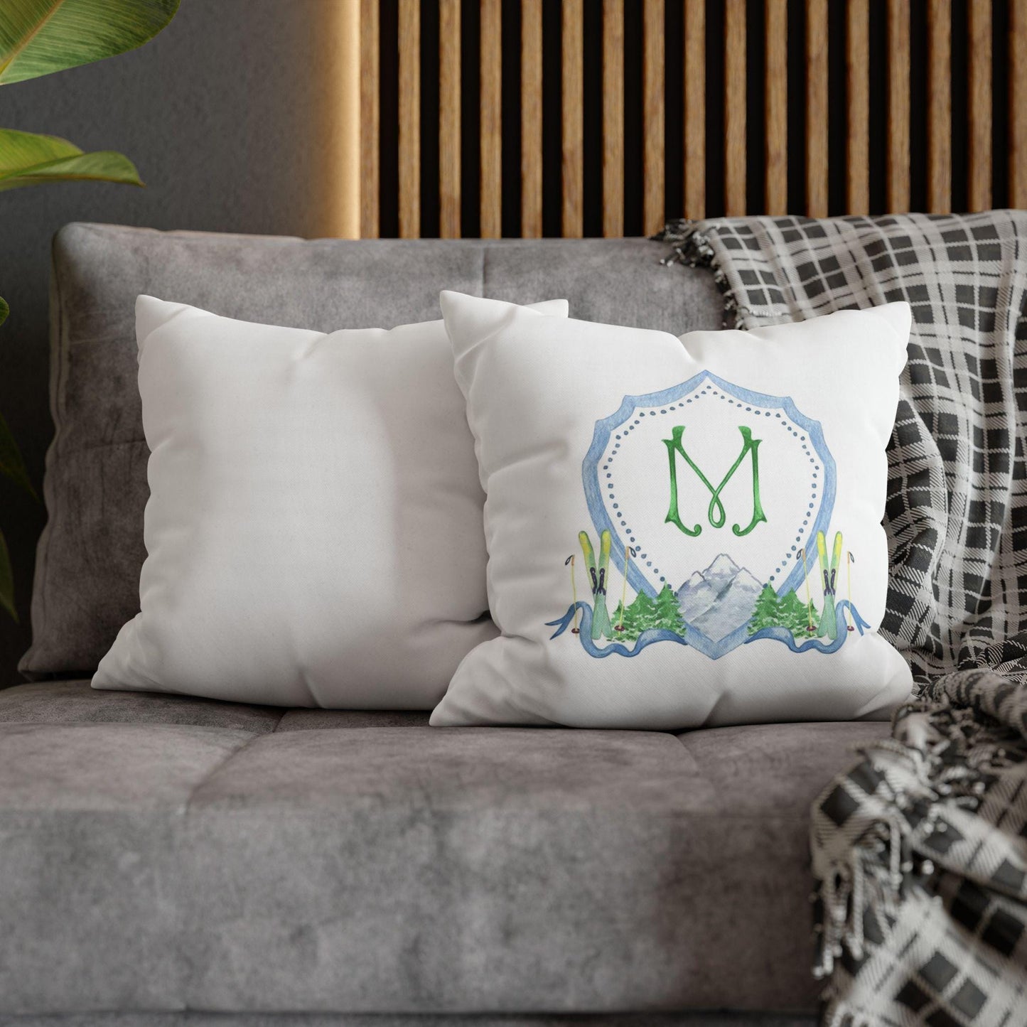Personalized Ski Crest Throw Pillow