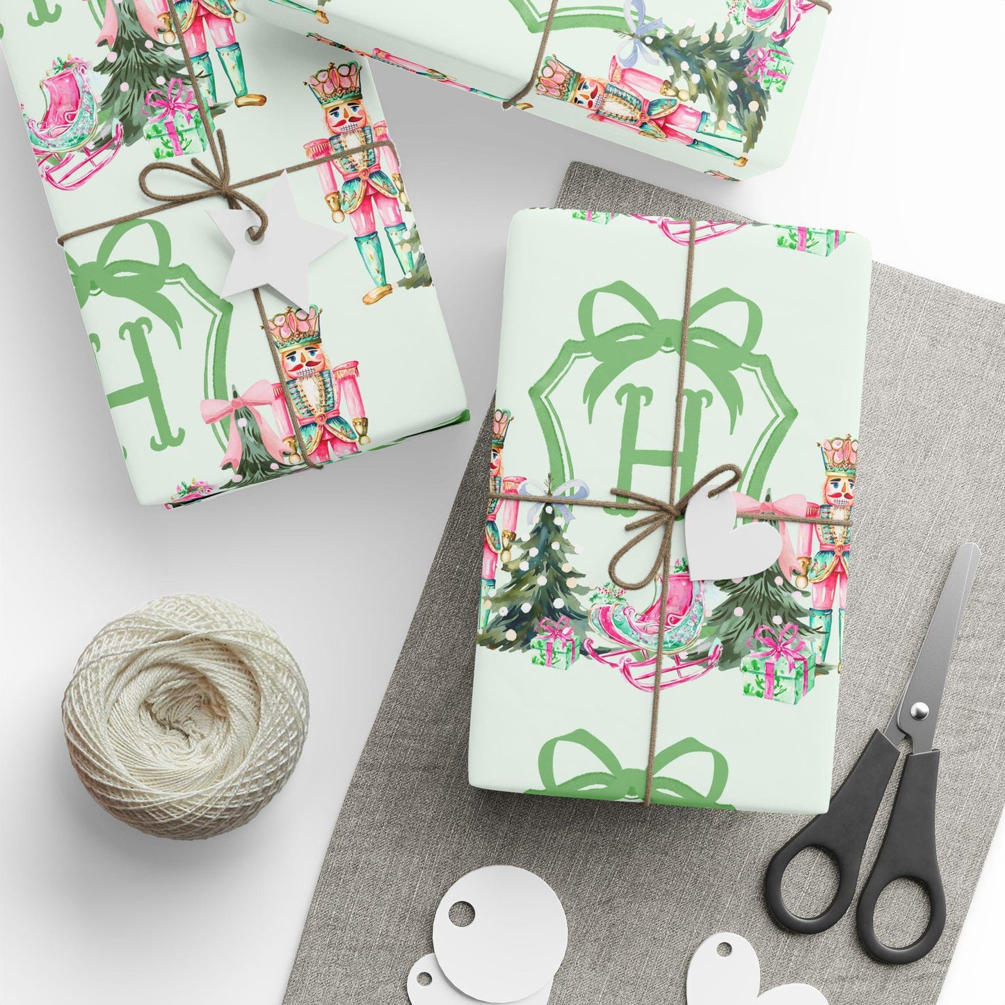 Nutcracker Monogram Christmas Wrapping Paper