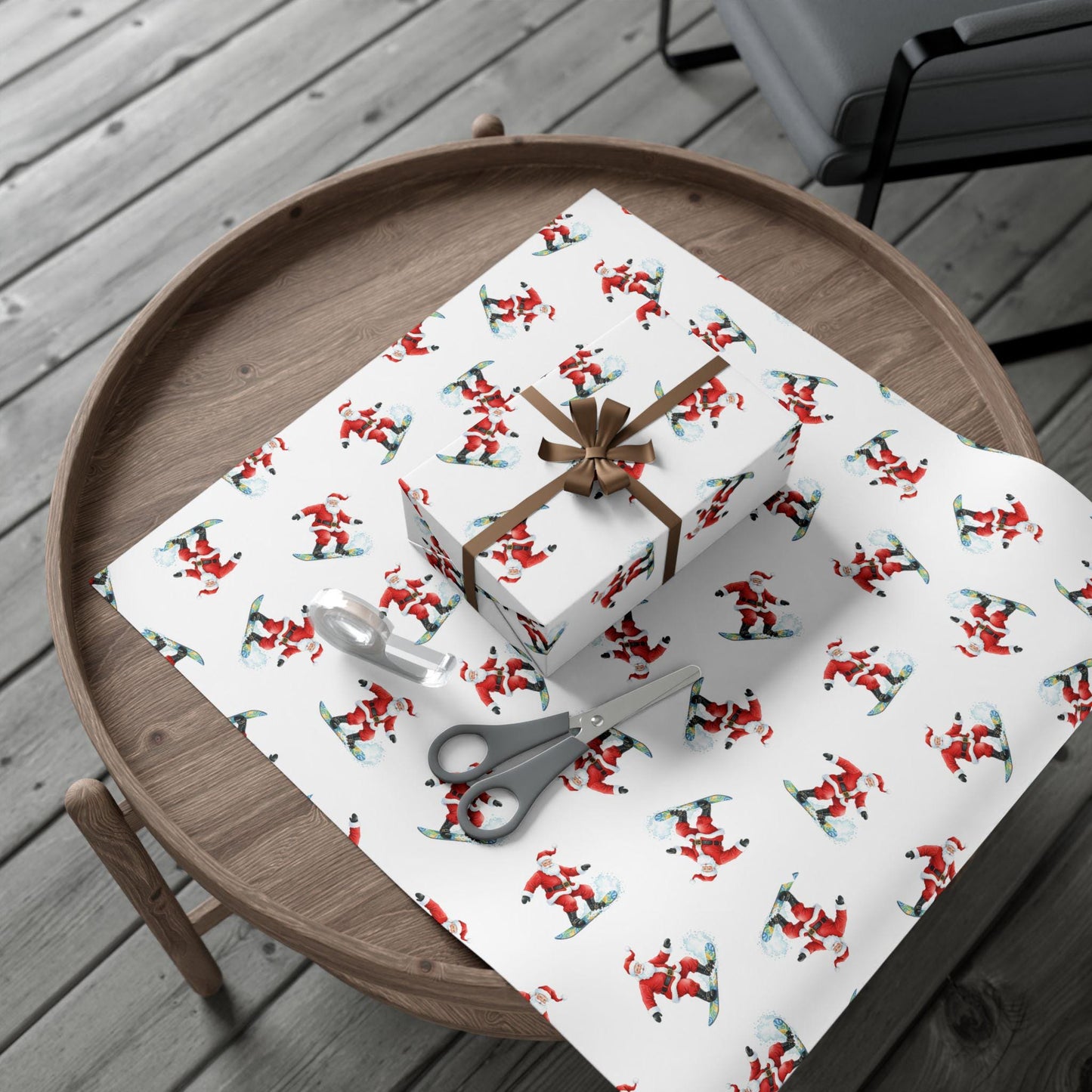 Snowboarding Santa Wrapping Paper
