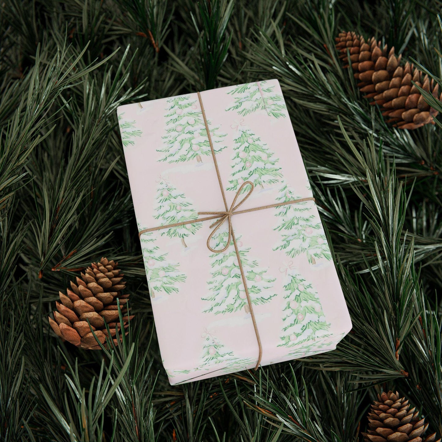 Pink Christmas Tree Wrapping Paper
