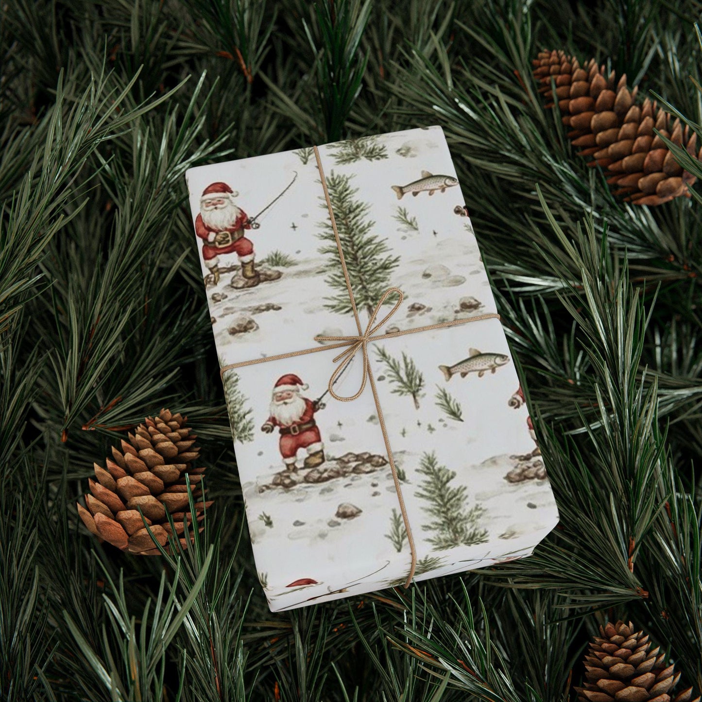 Fishing Santa Wrapping Paper