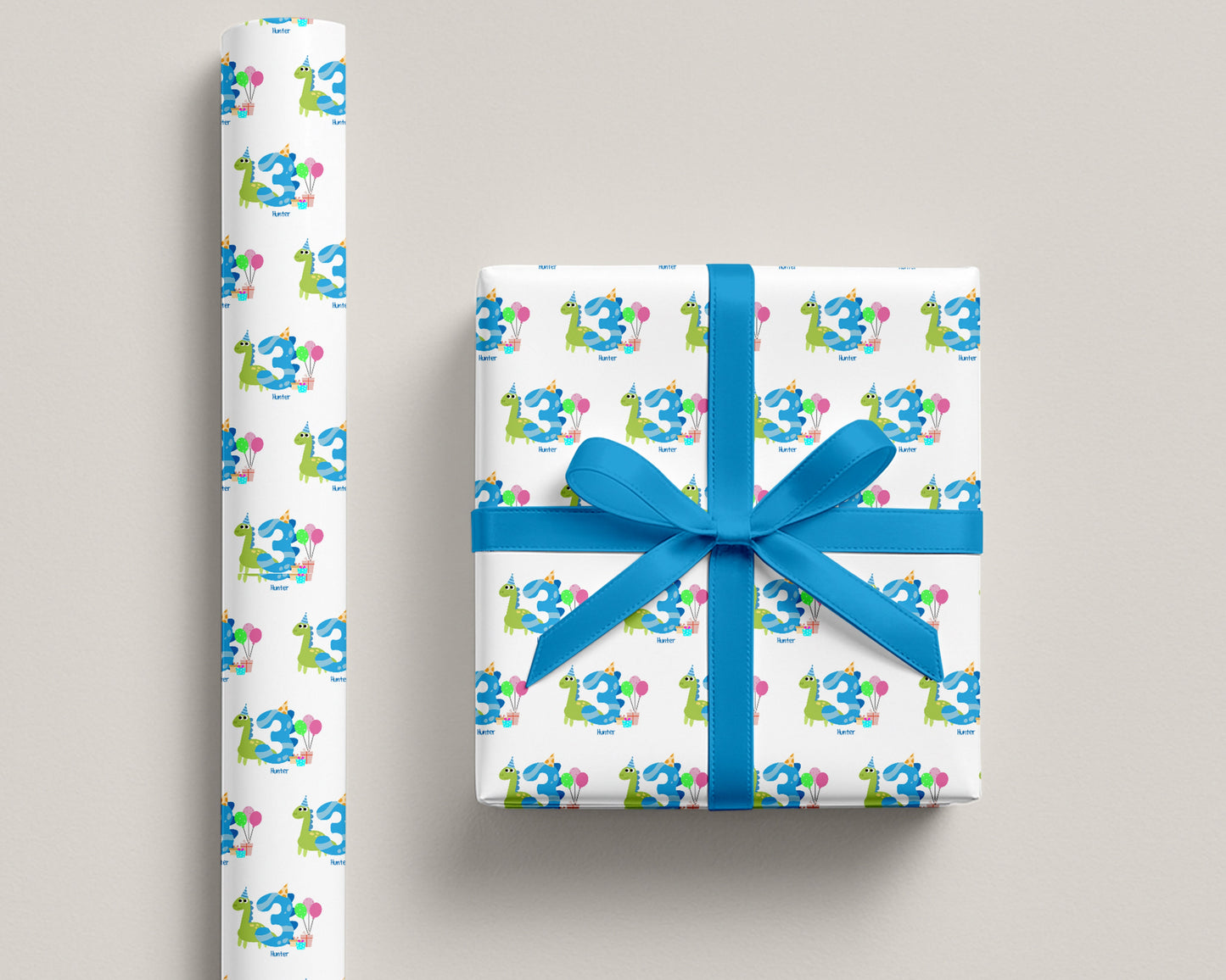Personalized Dinosaur Birthday Gift Wrap