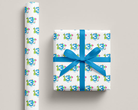 Personalized Dinosaur Birthday Gift Wrap