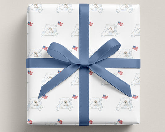 Patriotic Dog Golf Cart Gift Wrap