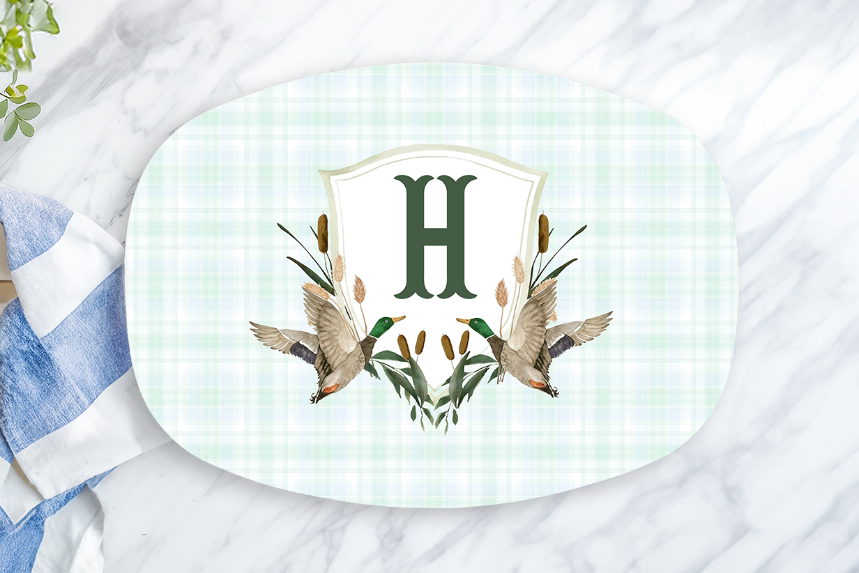 Personalized Mallard Duck Monogram Platter