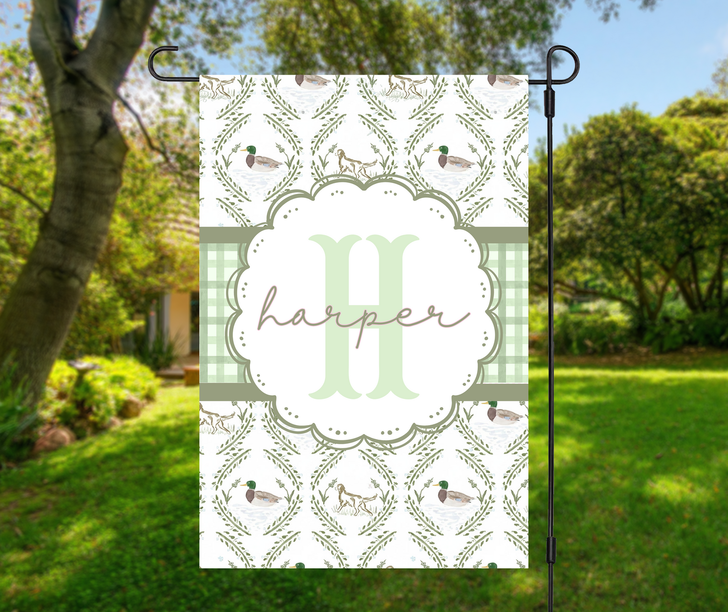 Personalized Duck & Dog Garden Flag
