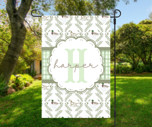Personalized Duck & Dog Garden Flag
