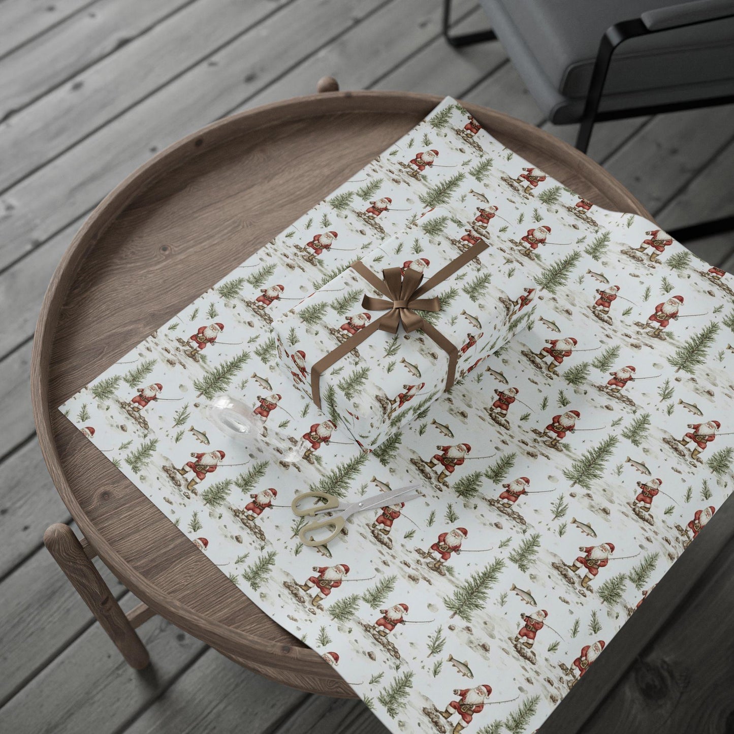 Fishing Santa Wrapping Paper