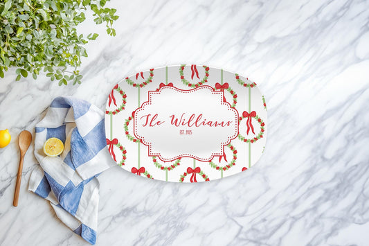 Holiday Wreath Personalized Platter