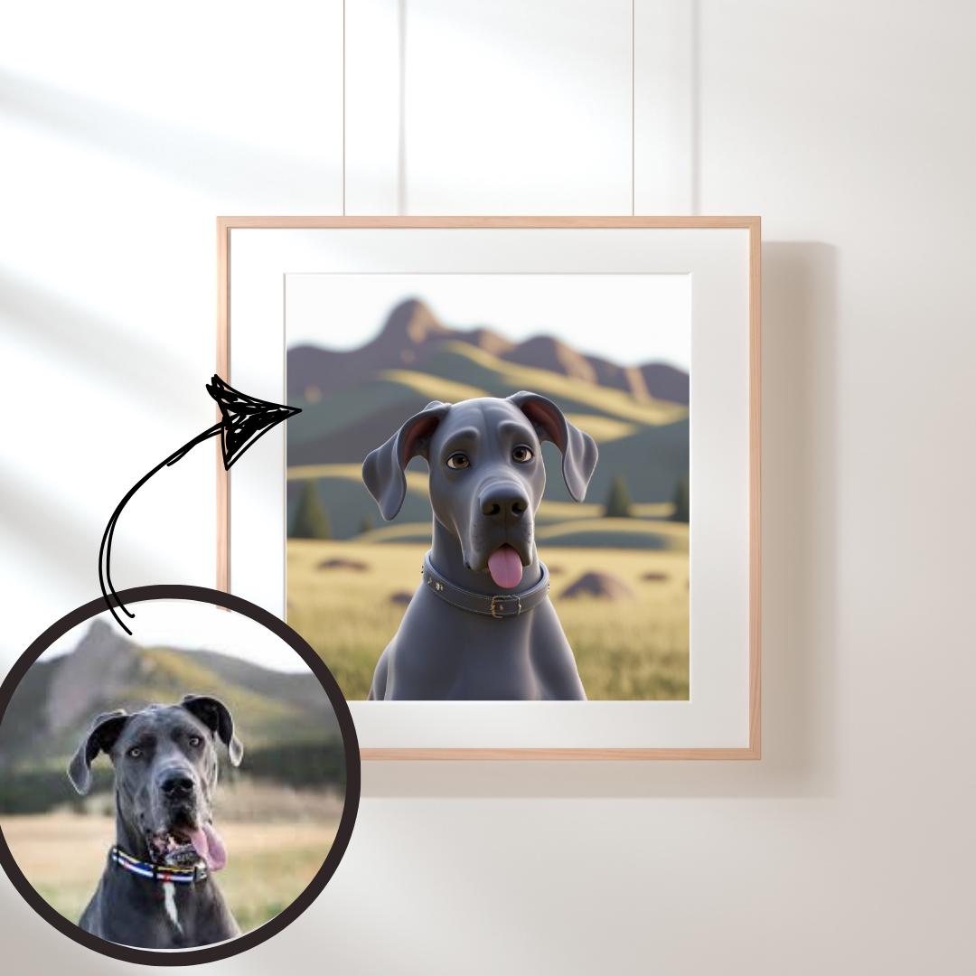 Custom Pet Cartoon Portrait: Personalized Pet Art (Digital Download)