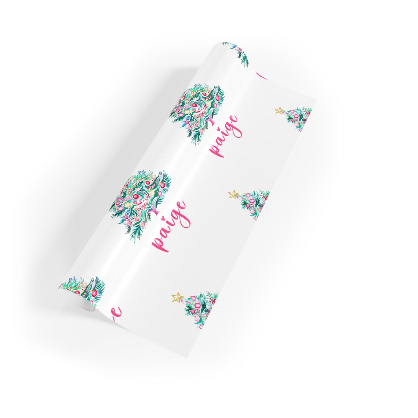 Preppy Christmas Tree with Name Personalized Wrapping Paper