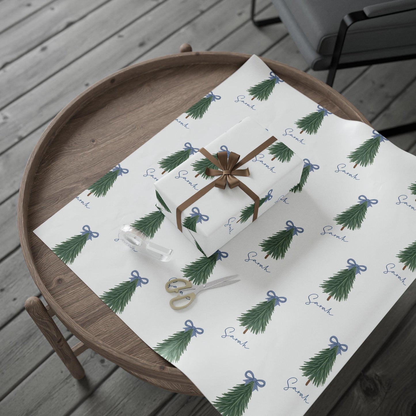 Personalized Minimalist Tree Wrapping Paper