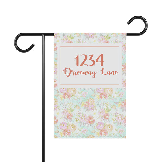 Pastel Floral House Number Garden Flag