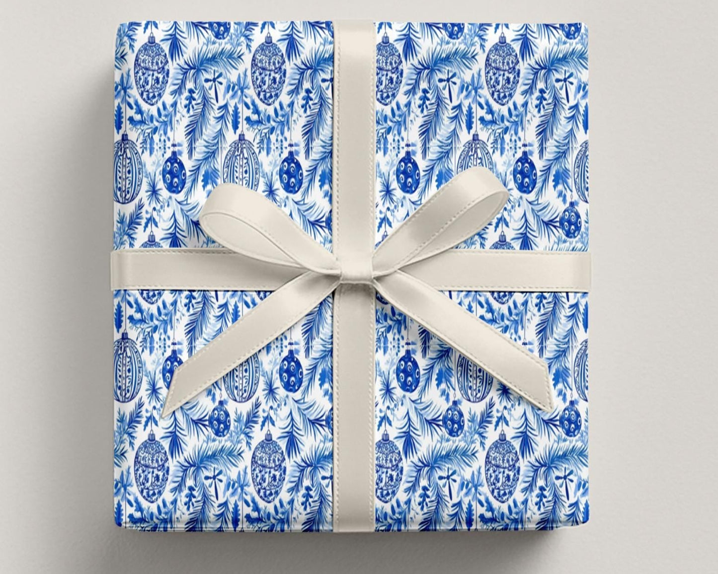 Blue Chinoiserie Christmas Wrapping Paper