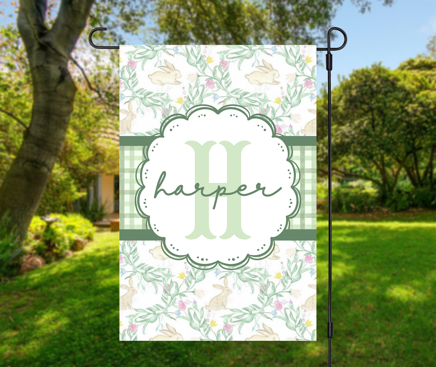 Personalized Easter Bunny Garden Flag