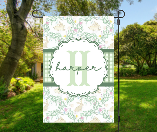 Personalized Easter Bunny Garden Flag