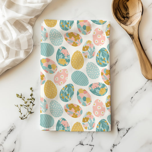 Pastel Easter Eggs Tea Towel