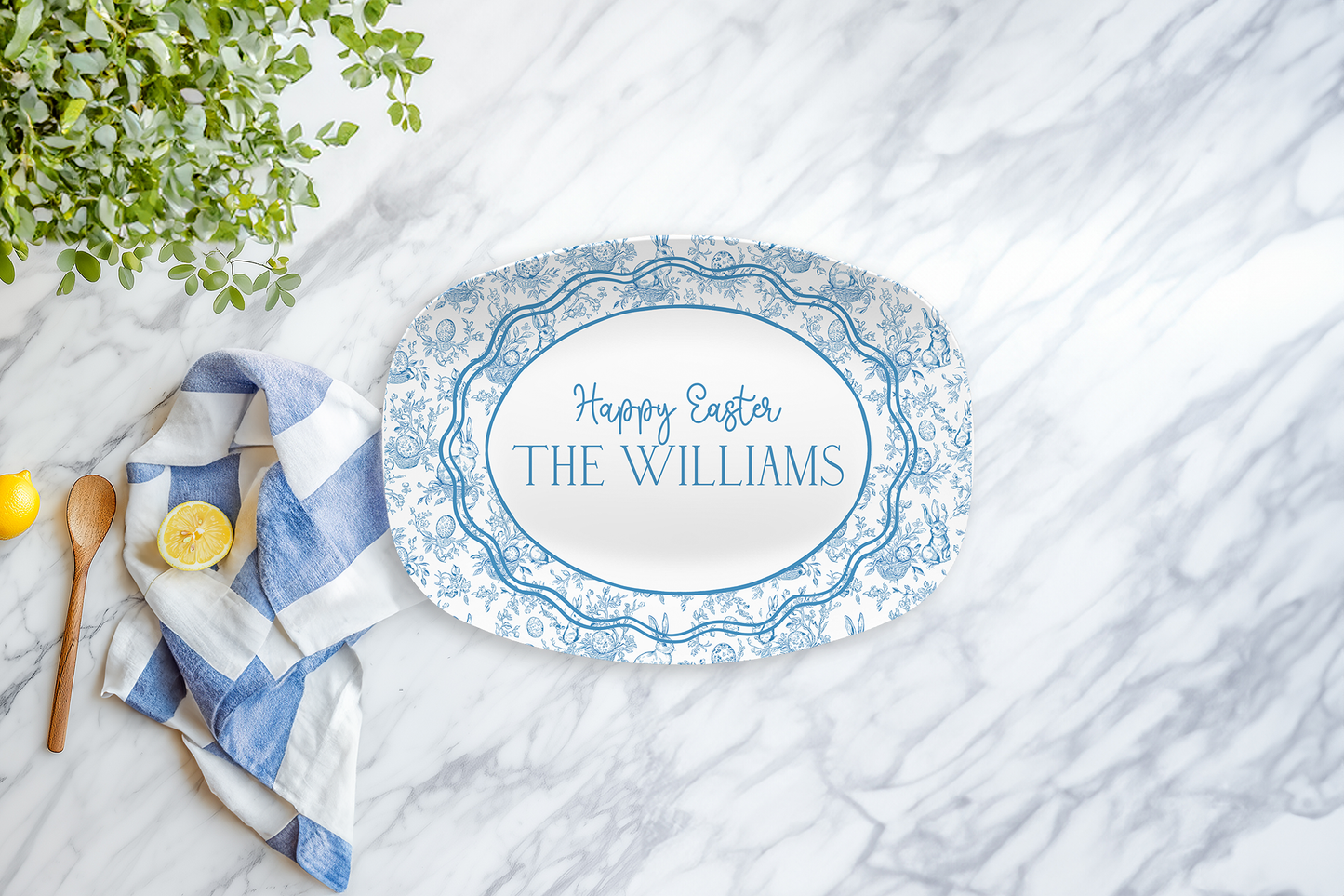 Easter Toile Platter Personalized
