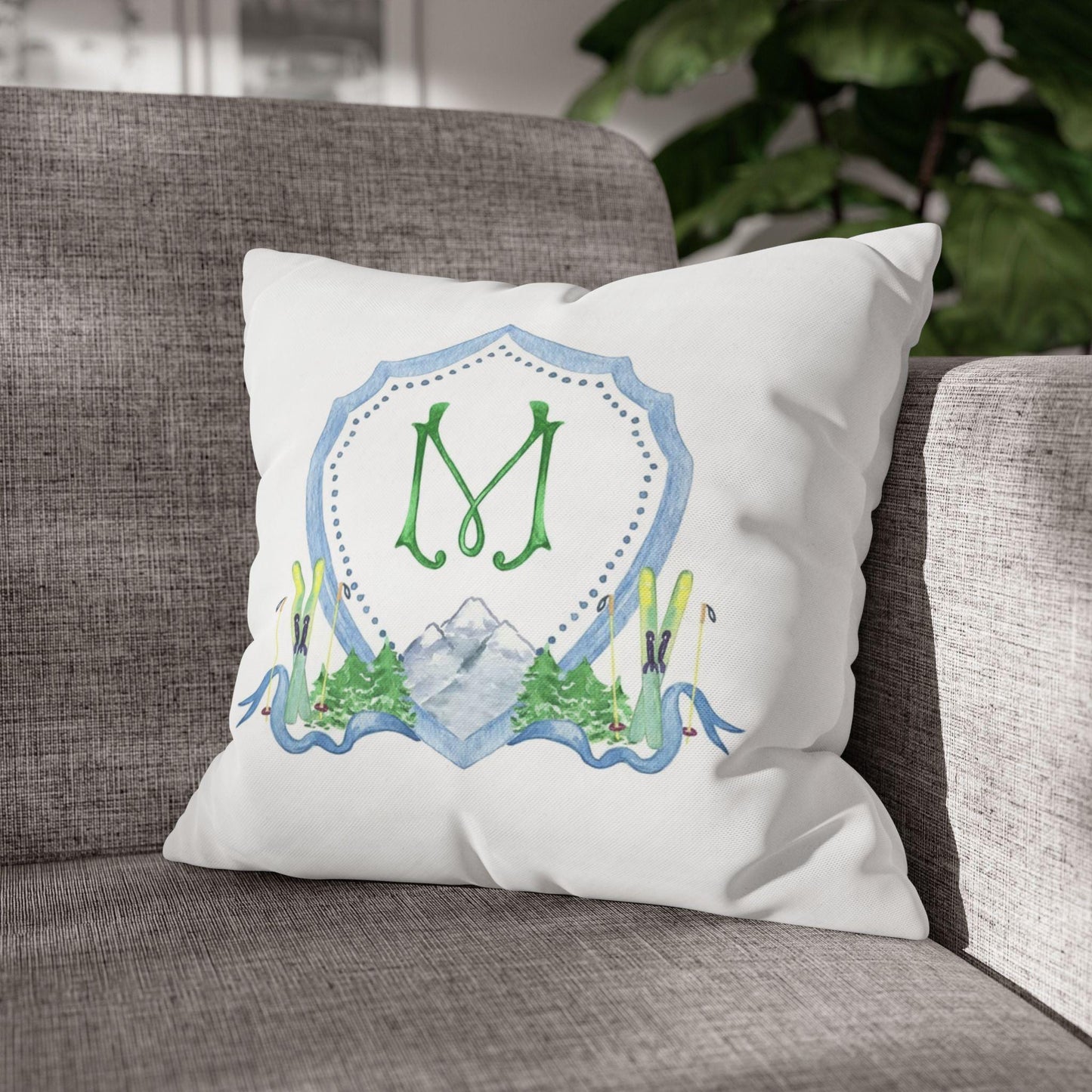 Personalized Ski Crest Throw Pillow