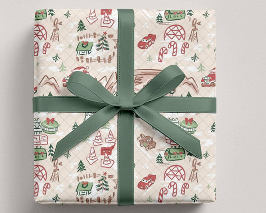 Radiator Springs Inspired Retro Route 66 Town Christmas Gift Wrap