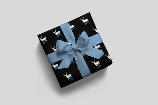 Blue Reindeer Woodland Christmas Gift Wrap
