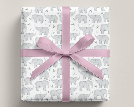 Watercolor Elephants Wrapping Paper 