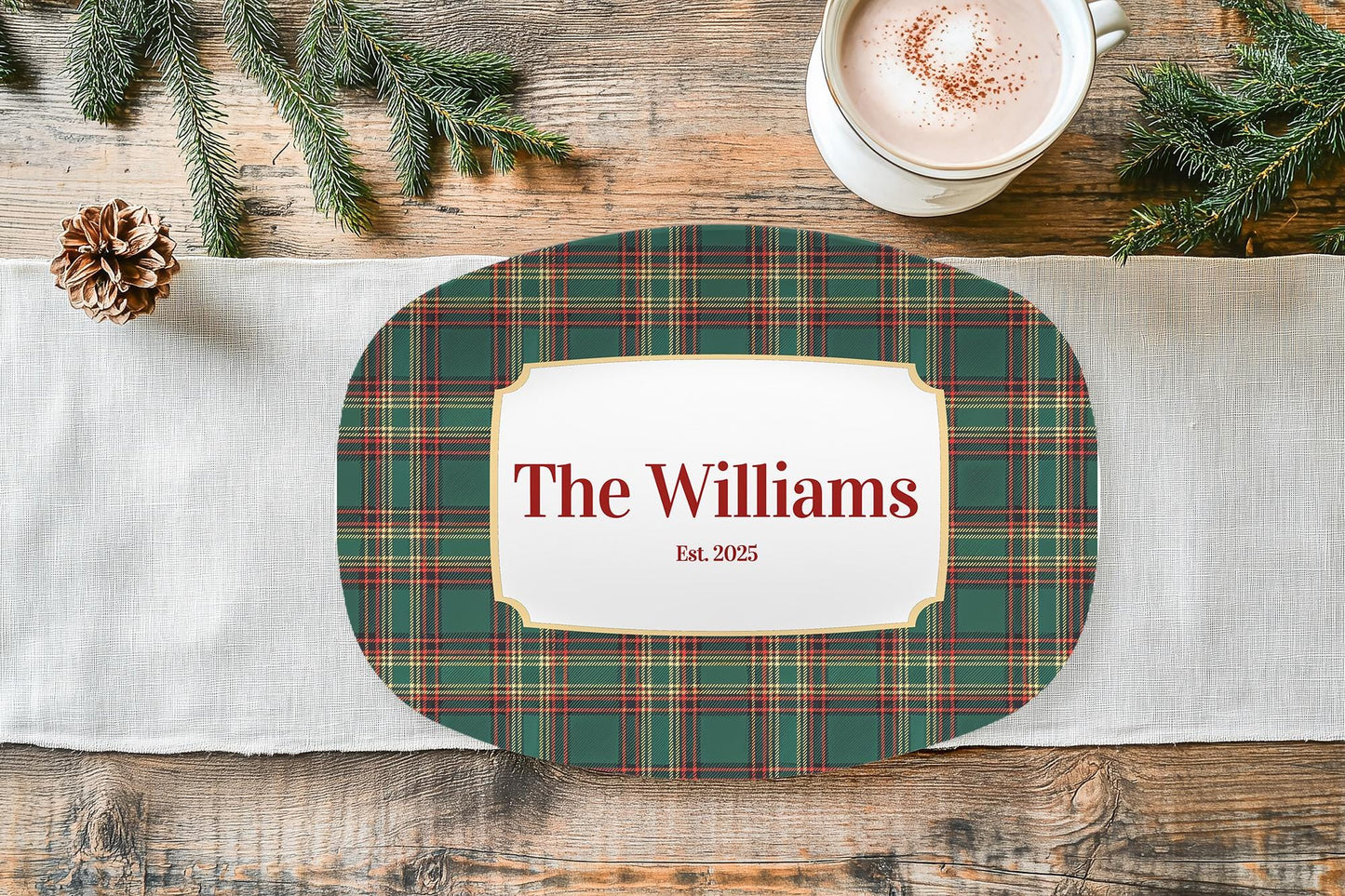 Personalized Christmas Tartan Platter