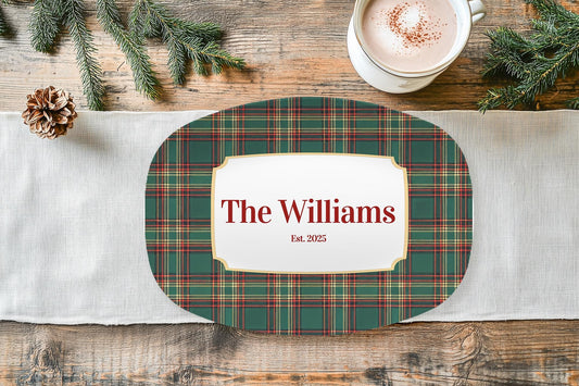 Personalized Christmas Tartan Platter