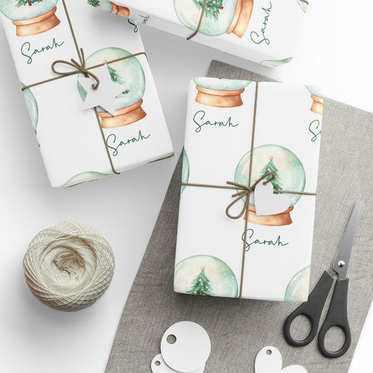 Personalized Snow Globe Wrapping Paper