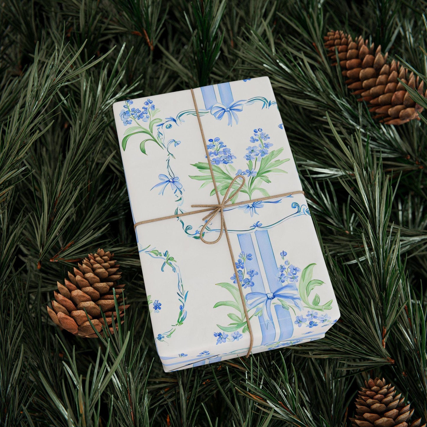 Vintage Blue Floral Wrapping Paper
