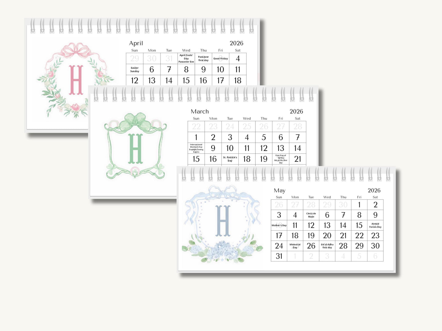 2026 Monogram Desk Calendar