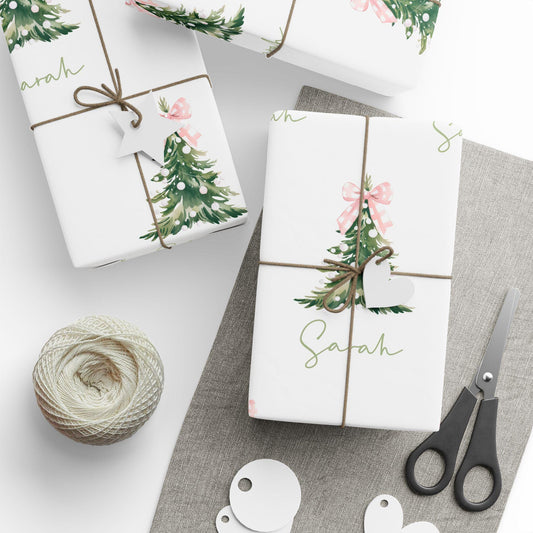 Personalized Gingham Christmas Wrapping Paper